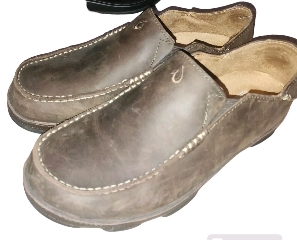 OLUKAI Moloa Men\'s Leather Ray/Toffee Slip On Shoes 10128-2733  Size 9.5M OLUKAI Moloa Men main image 2