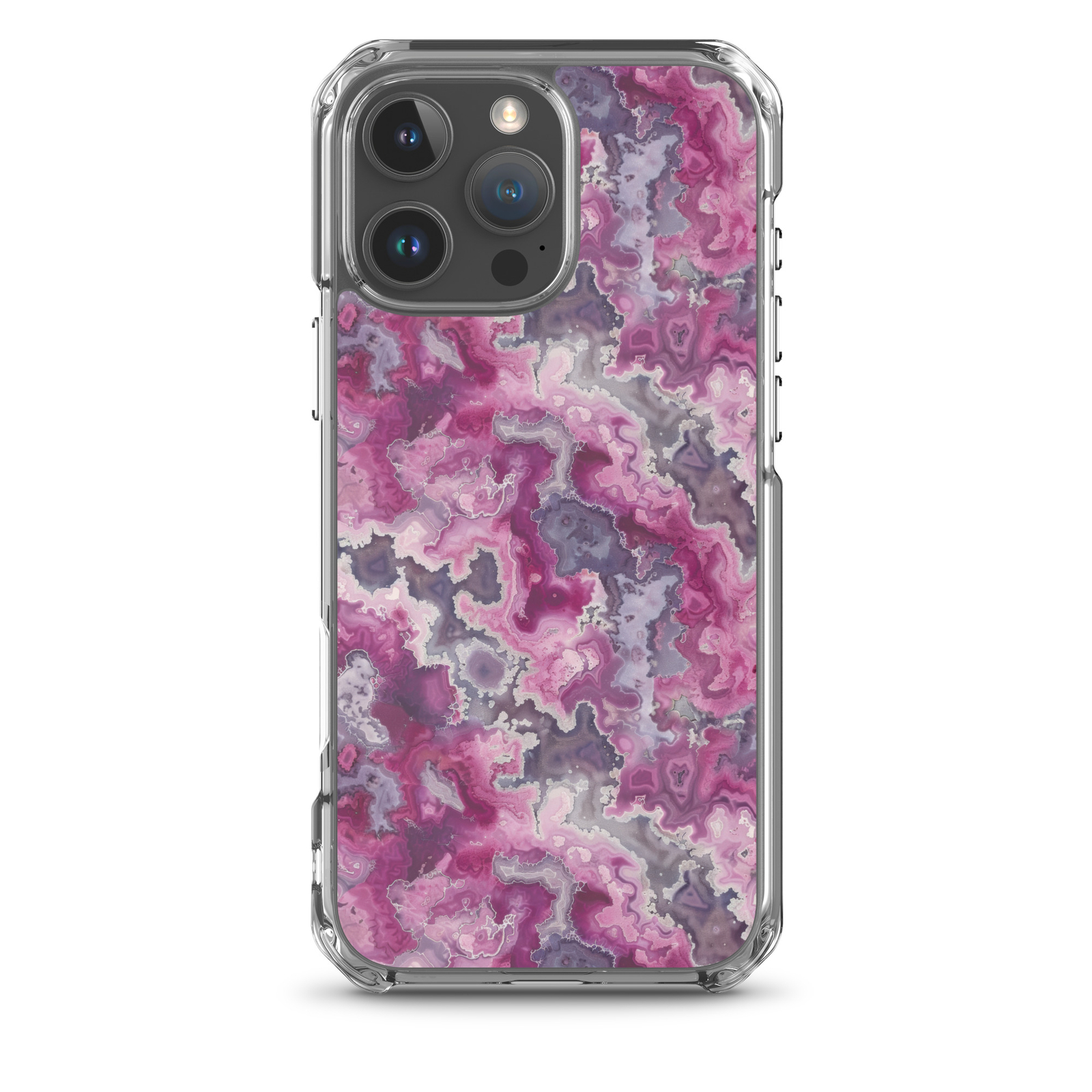 Pink Moss Agate iPhone Case with Elegant Stone Pattern  -image
