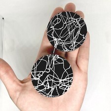 SALE - Black and White Splatter Silicone Double Flare Plugs 8g - 2"