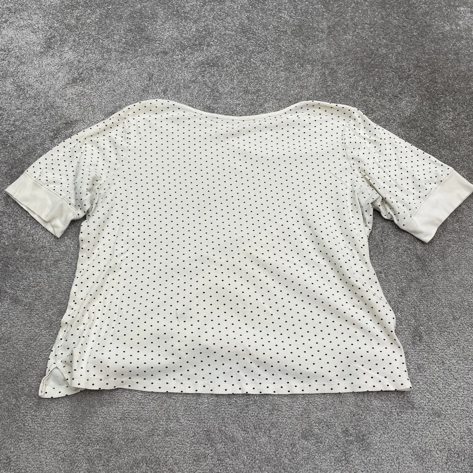 Camisa básica blanca ciervo para mujer 3XL 22/24W blanca lunares cuello redondo manga corta Foto 2 de 4