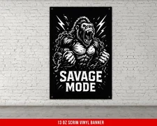 Savage Mode Gorilla Gym Banner - Motivational Fitness Wall Art