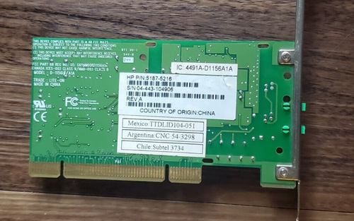Agere Systems HP Media Center KB5817-5216 D-1156i#/A1A Internal PCI Fax Modem - Picture 2 of 2