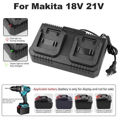 Cargador de batería de doble asiento 3.0A 18V 21V Cargador de batería de iones de litio para Makita - Imagen 4 de 26