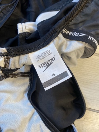 Speedo Women's Swimsuit Creora Highclo Quantum Splice Fusion Black Sz 12 - Picture 8 of 9
