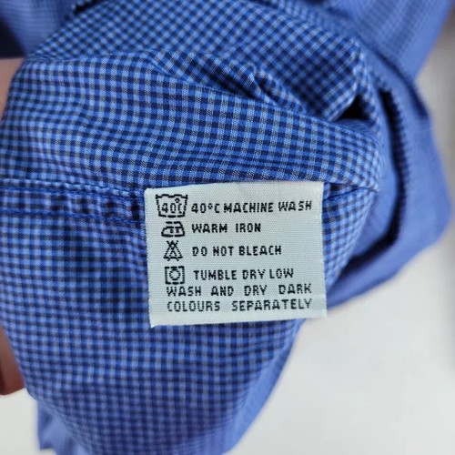 Simon Carter Shirt Mens Size M Medium Blue Mix Check Long Sleeve Spread Collar - Picture 6 of 12