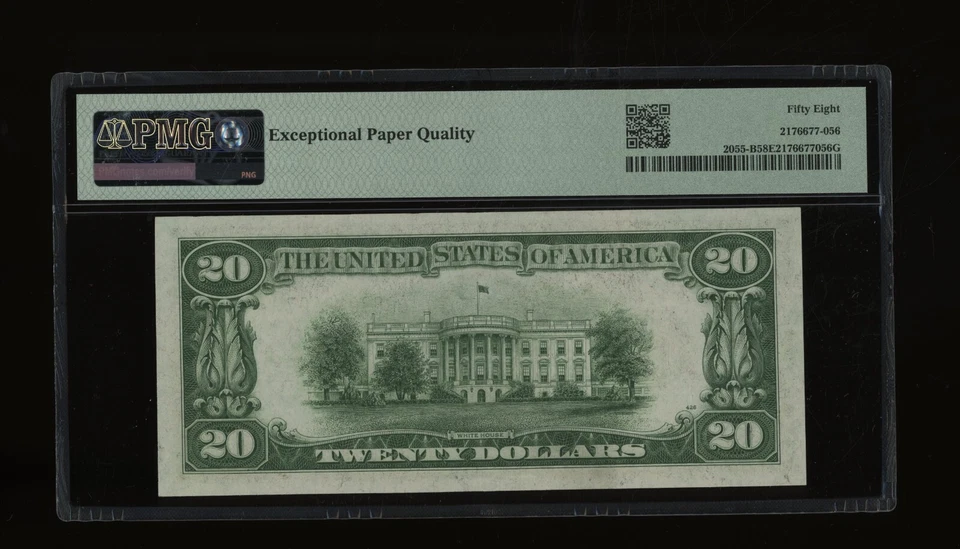 DBR 1934-A $20 FRN New York Fr. 2055-B PMG 58 EPQ Serial B88016407A - Image 2 of 2