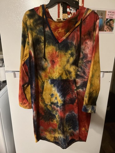 NYC Tie Dye Hoodie Dress Size 2X Multicolored Shirt Dress