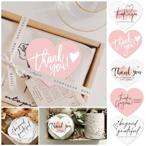 60PCS Package Insert Heart Shape Cardstock  For Supporting My Small Business - Foto 1 di 13