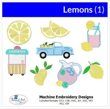 Embroidery Design Set - Lemons - 8 designs - 9 Formats - USB Stick