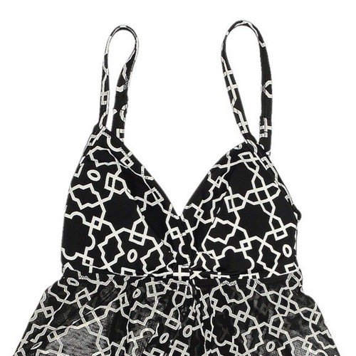 Profile by Gottex Casablanca Black Geometric Flyaway Tankini Top Size 6 - Picture 3 of 9