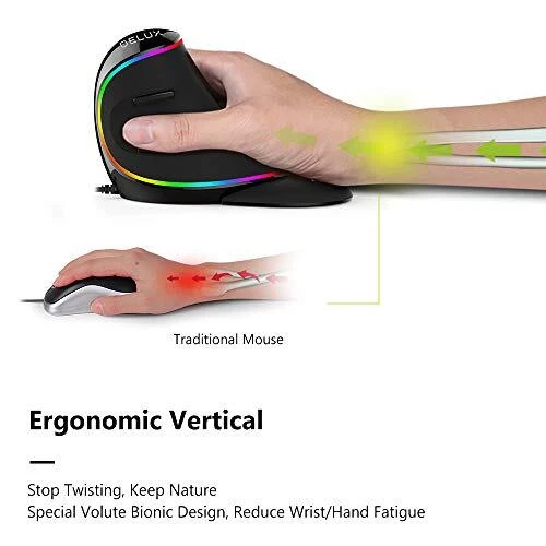 Ergonomic Mouse Wired Large RGB Vertical Mouse with 6 Buttons 4000DPIRemovabl... - Image 2 of 4