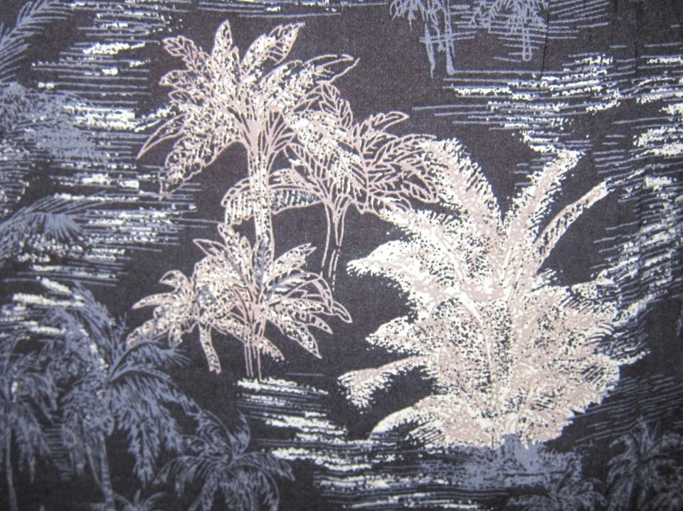 XL Black Hawaiian Moonlight Palms Nighttime Aloha Rayon Shirt Montage Collection - Image 4 of 4