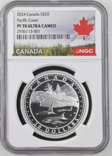 2024 Canada $20 Wondrous Waters Pacific Coast 1 oz Silver NGC PF 70 Ultra Cameo