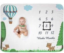 Baby Monthly Milestone Blanket Unisex Soft Fleece Newborn Photography 51X40