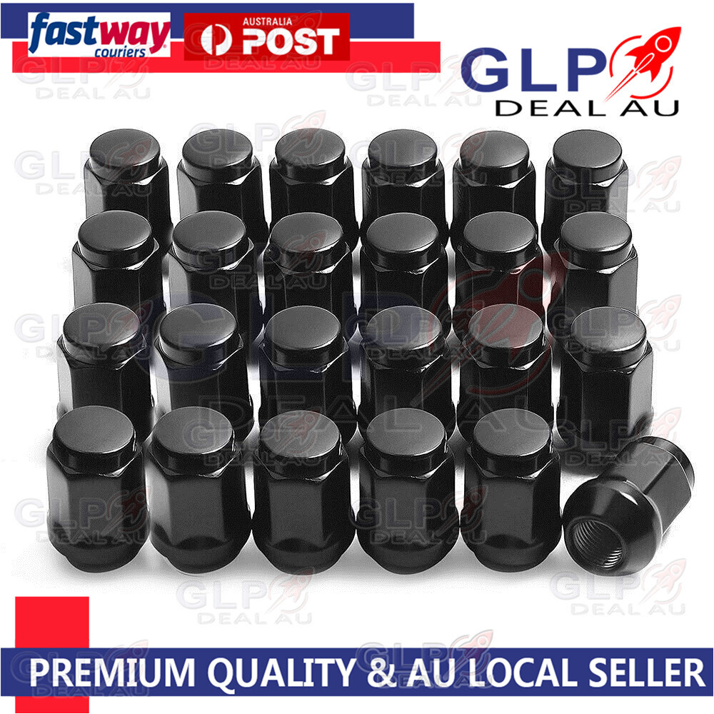 24PC M12x1.5 Black Wheel Nut Lug Nuts For Holden Commodore Ford Ranger