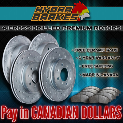 FITS 2004 2005 TOYOTA RAV4 Drilled Brake Rotors CERAMIC SLV