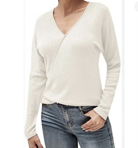 NWT Universal Thread Top Womens XXL Taupe Ribbed Faux Wrap Stretchy, Cotton - Picture 1 of 5