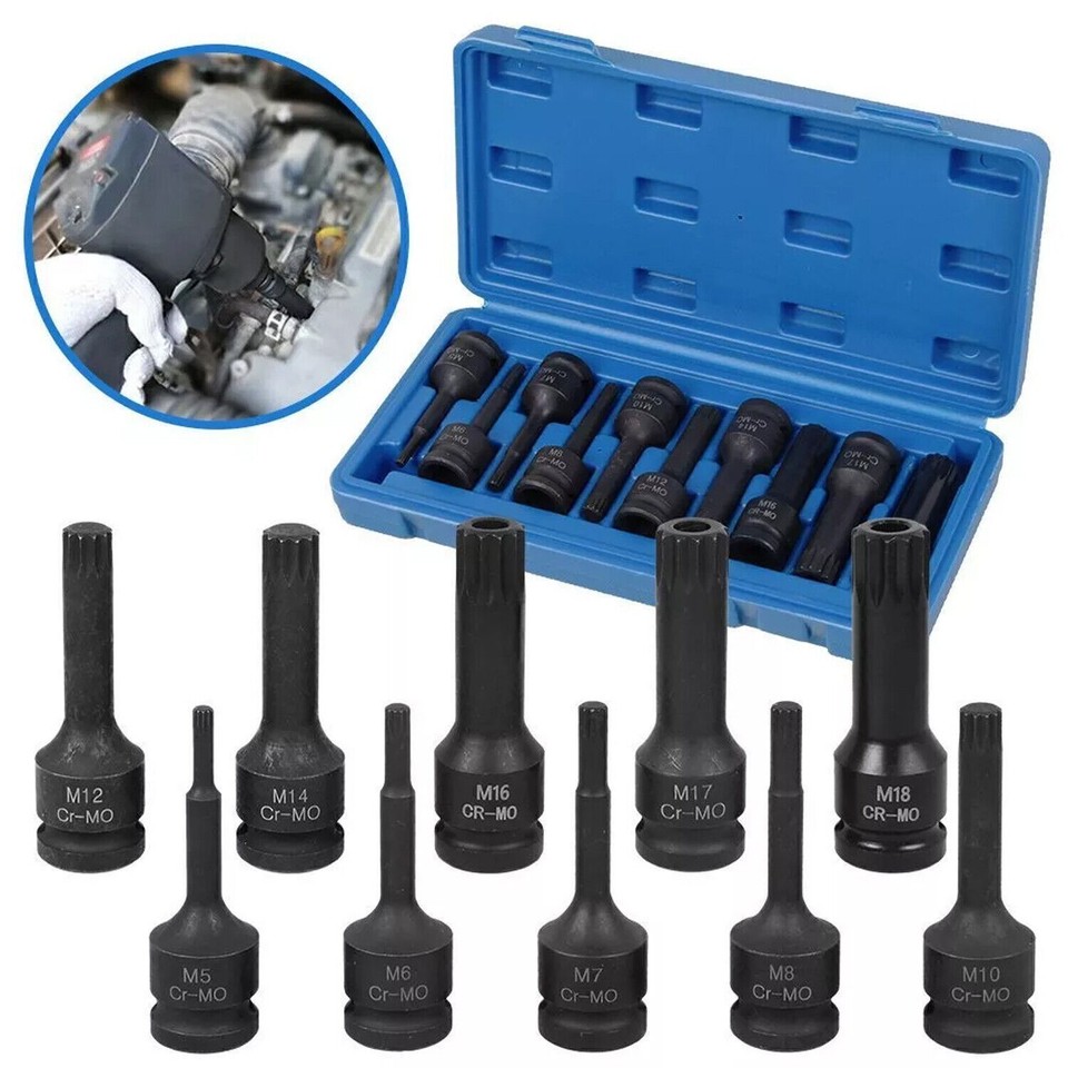 10PC Impact Spline Bit Torx Star Socket Set 1/2