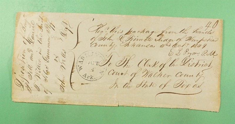 DR WHO 1849 STAMPLESS F/L COURT DOC PAID 40C WASHINGTON AR R50389