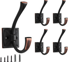 5 PCS Oil Rubbed Bronze Decorative Heavy Duty Towel Coat Hooks Wall Mounted