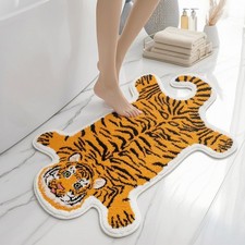 Tiger Bath Mat for Bathroom, Cute Orange Yellow Tiger Bathroom Rug Non Slip A...