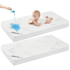 Waterproof Crib Mattress Protector 2 Pack Breathable Crib Mattress Cover  White
