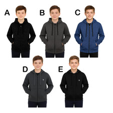 Kids Fleece Zip Up Hoodie for Boys Unisex Plain Hoody Sweatshirt Unisex Age 5-14