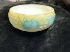 Challinor Taylor and Co Milk Glass Open Salt Dish Cellar Dip Blue & Tan Rare