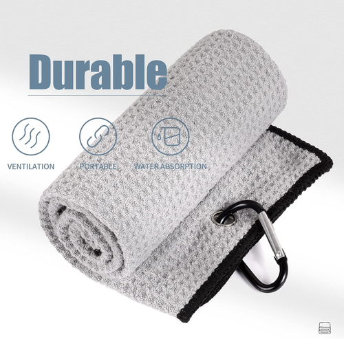 Toalla de Golf Microfibra, 16" X 24", Diseño Patrón Gofre con Mosquetón Clip, Sup - Imagen 5 de 12