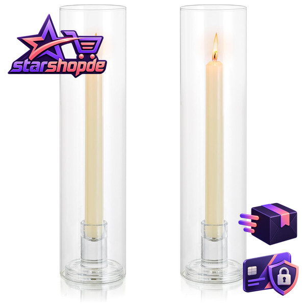 Kerzenhalter Glas 30Cm Zylinder 2 StüCk FüR Teelichter Und Stumpenkerzen-image