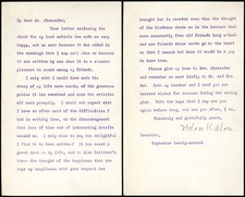 Helen KELLER / Typed Letter Signed 1902
