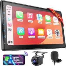 10 Inch IPS Touch Screen Double Din Car Stereo Compatible with Wireless Carpl...