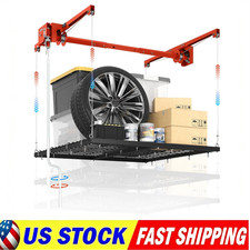 4x4ft 4x8ft Overhead Garage Storage Rack 300800lbs Lift System Safety Lock