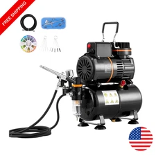 NEW Airbrush Kit Dual Fan Air Tank Compressor System Kit with 3.5L Air Tank