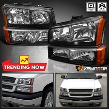 Fits 2003-2007 Chevy Silverado 2002-2006 Avalanche Black Headlightsbumper Lamps