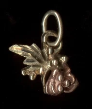 10K 13mm Solid Yellow & Rose Gold Flower Leaf Petal Plant Pendant Charm ~rk