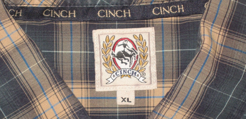 Men's CHINCH Blue-Tan Plaid Long Sleeve Button-Down All-Cotton Casual Shirt XL - Picture 3 of 4