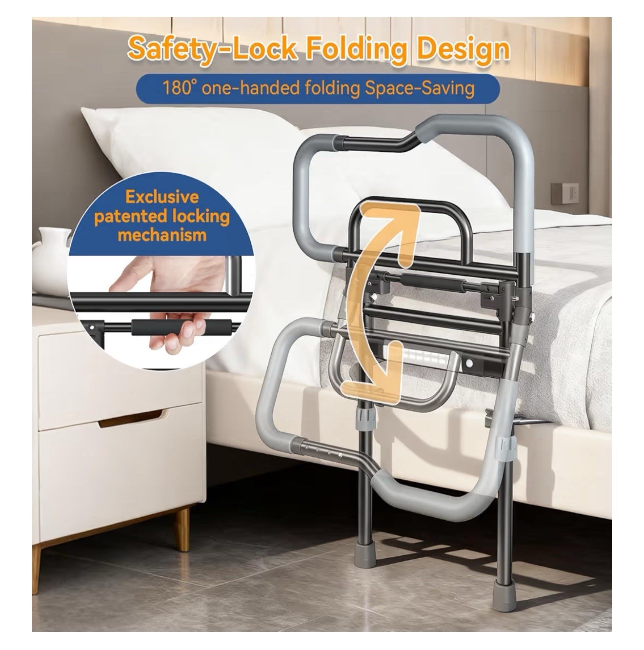Bed Rails for Elderly Adults Safety, Foldable Bed Assist Rails for Seniors