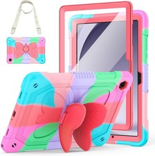 Galaxy Tab A11 Plus Case with Screen Protector Butterfly Stand Shoulder Strap