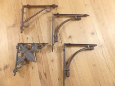 4 LARGE Shelf Brackets Cast Iron Welding Steampunk Metal Art  **READ DEFECTS**
