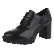 Used Look Damen Schnürschuhe mit Lochschnürung Ital-Design 1822 in Schwarz