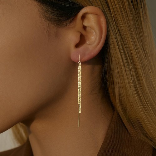 925 Sterling Silber Quaste Kette Ohrhänger für Frauen funkelnd lang Fr... - Bild 2 von 6