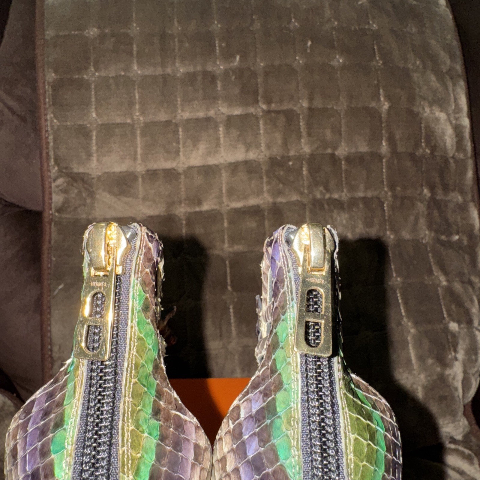 Hermes Multicolor Moon Python Open Toe Cage Sanda… - image 12