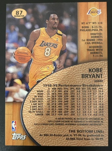 KOBE BRYANT 1999-00 Stadium Club Chrome Refractor - Picture 2 of 2