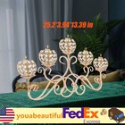 Modern 5-Arm Crystal Candle Holder Gold Candelabra Wedding Party Bedroom Decor