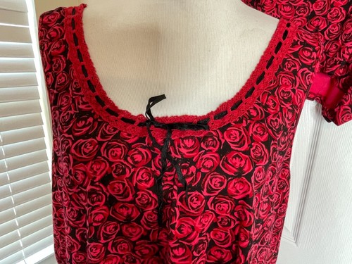 Sexy Sensual Cacique 2 Piece Shortie Pajamas Size 26/28W Red Roses Tank Shorts - Picture 4 of 9