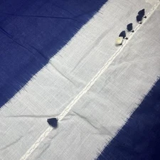 injiri Handwoven Pillow Cover Blue White 16” x 24” Boho Indian Tassels