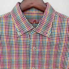 Alan Flusser Men's L Multicolor Gingham Button Down Shirt 100 Cotton Classic