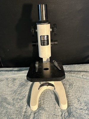 Vintage Edmund Scientific Student Microscope w/ Metal Base & Slide Clips
