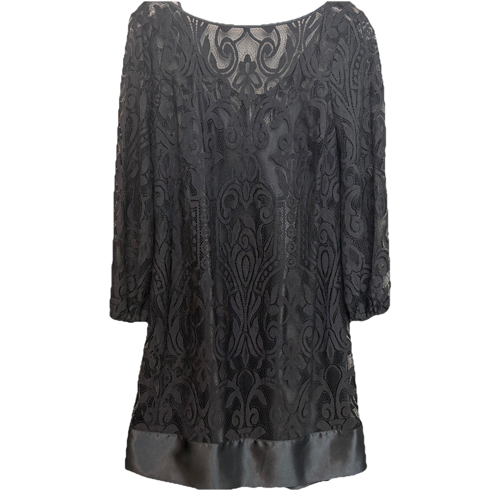 Laundry By Shelli Segal Wm’sBlack 3/4Sleeve lace Dress Sz 4 Whimsigoth & CLASSIC